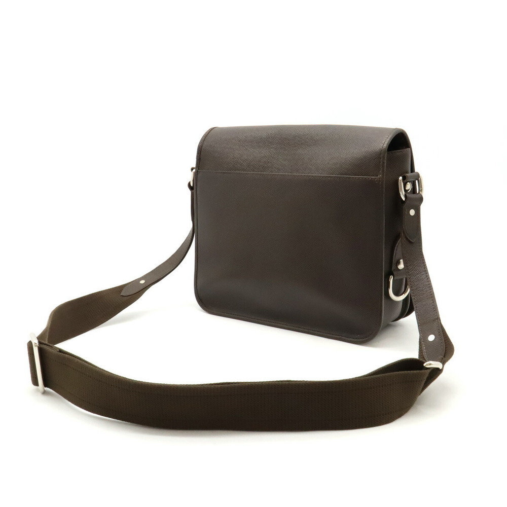 Louis Vuitton rei Shoulder Grizzly Bag Taiga Messenger Brown Leather